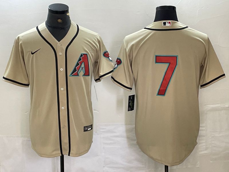 Men Arizona Diamondback 7 No name Cream Game Nike 2024 MLB Jersey